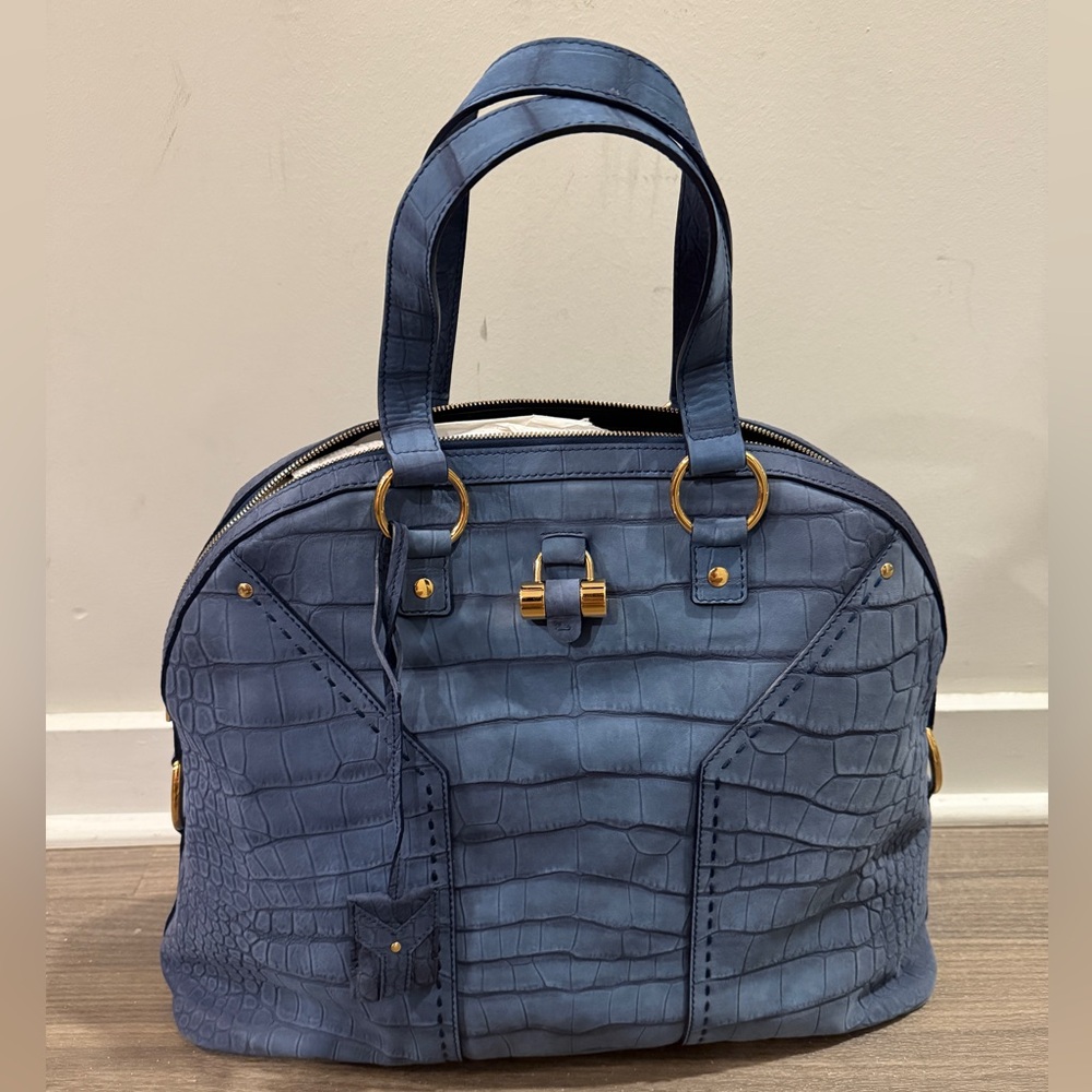 Yves Saint Laurent Embossed Croc XL Muse Bag
